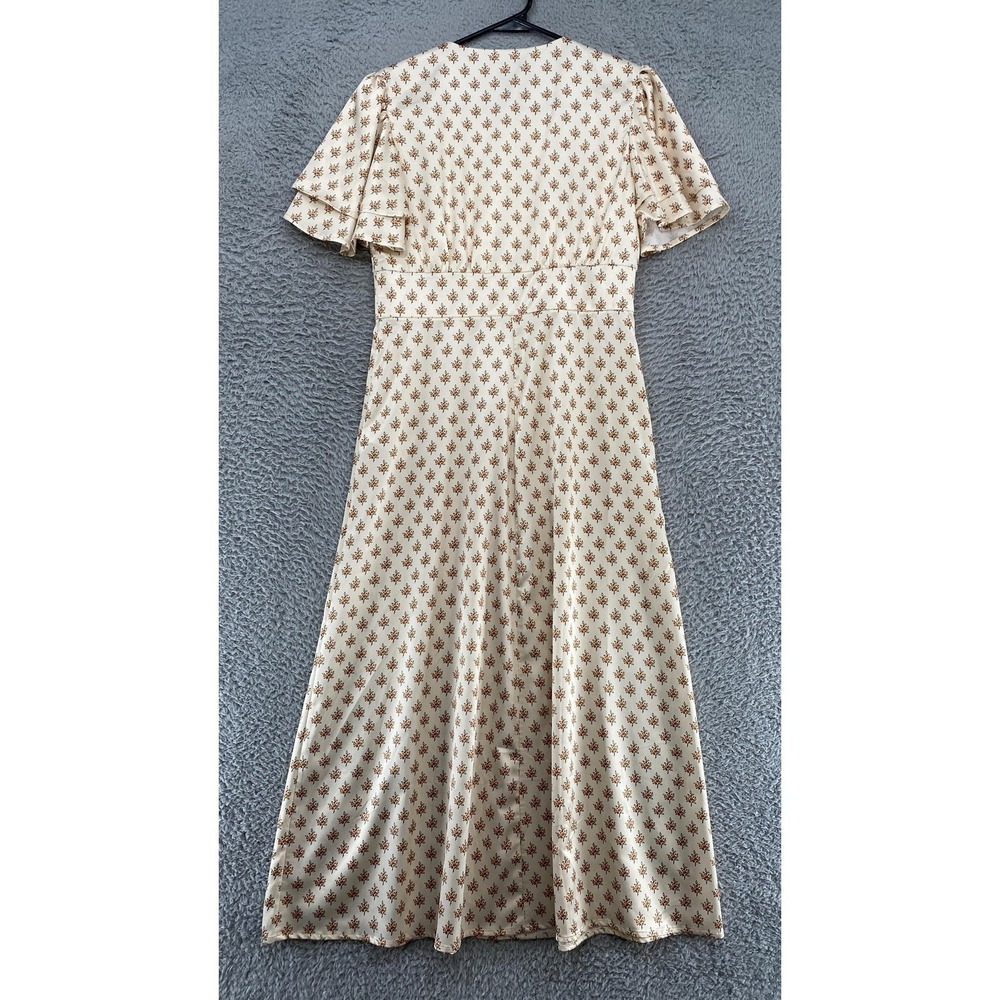 Alexa Chung Dress Womens 8 Babydoll Floral Prairie Satin Flutter Sleeve Midi - Picture 16 of 16